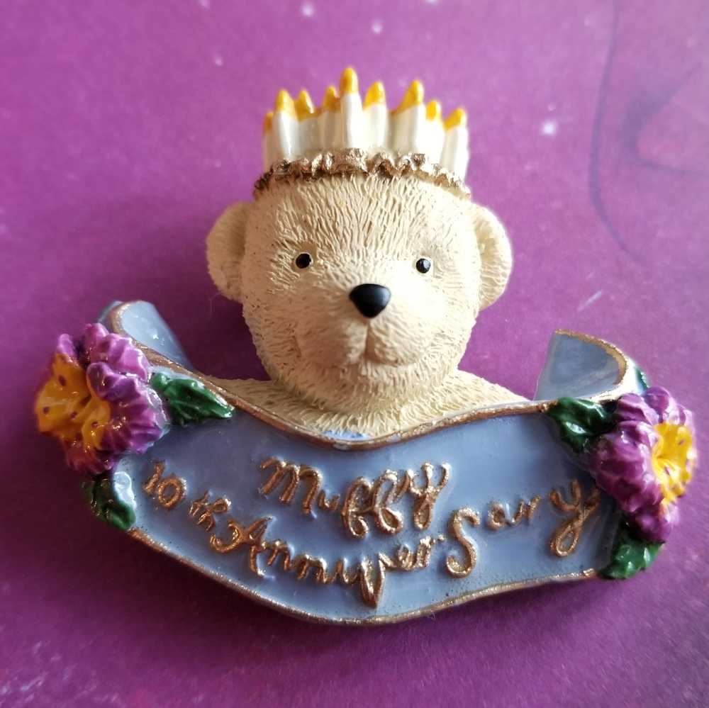 Vintage Muffy Vanderbear 10th anniversary brooch pin teddy bear cottagecore